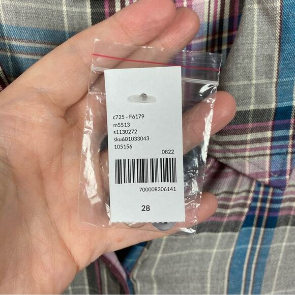 Lane Bryant Gray Pink&Blue Plaid Button Front Shirt Dress Sz.28W NWT - Picture 10 of 16